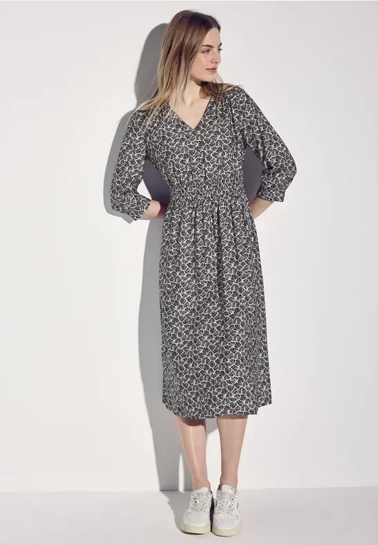 Thumbnail - Street One Frauen Print-Kleid mit Smock-Detail in Blau, Gr: 40