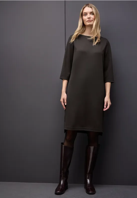 Street One Frauen Sweat-Kleid mit Schlitzen in Braun, Gr: 34