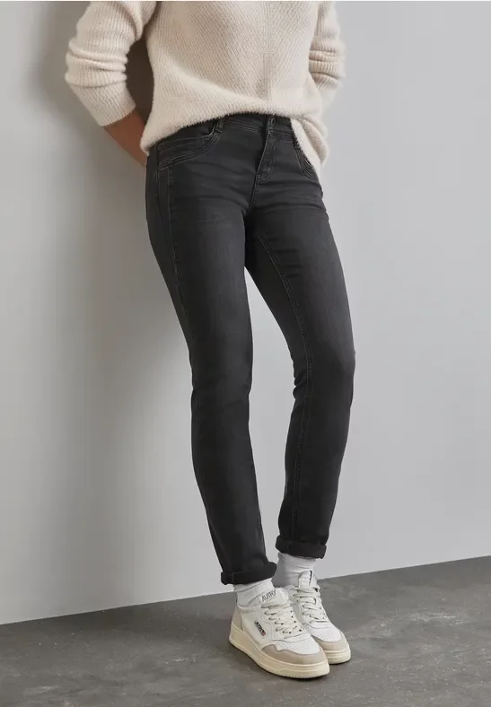 Street One Frauen Thermo Jeans in Schwarz, Gr: 36