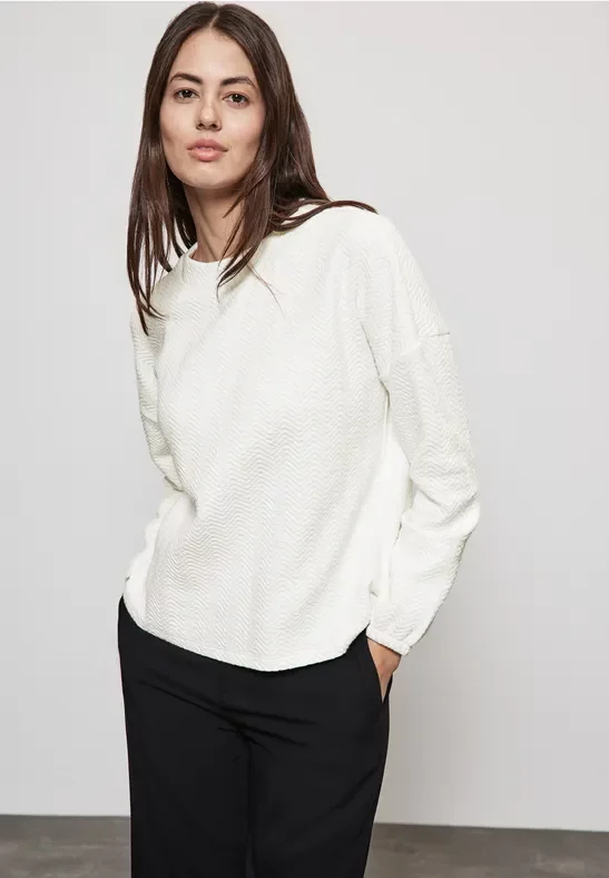 Thumbnail - Street One Frauen Strukturshirt mit Turtleneck in Weiß, Gr: 46