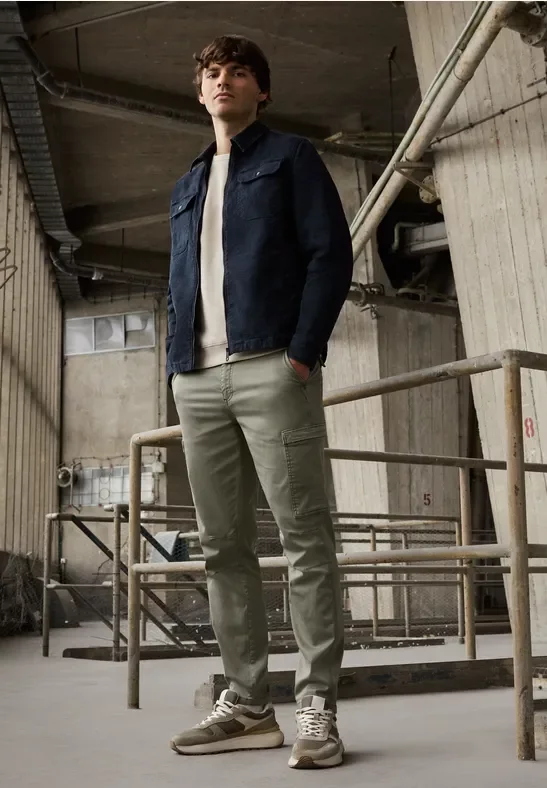 Street One MEN Männer Softe Cargo Hose in Grün, Gr: 31