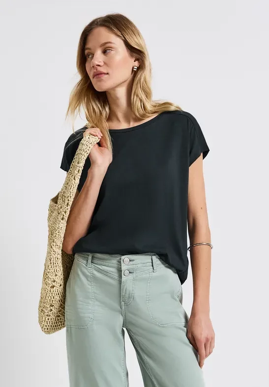 Thumbnail - Street One Frauen Shirt mit Häkeldetails in Grün, Gr: 42