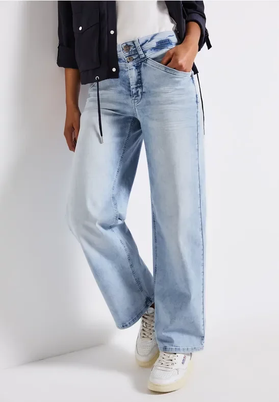 Thumbnail - Street One Frauen Bleached Wide Leg Jeans in Blau, Gr: 34