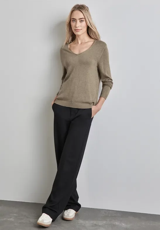 Street One Frauen Feinstrickpullover in Beige, Gr: 36