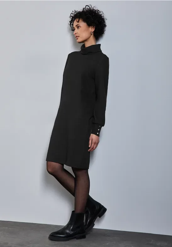 Street One Frauen Kleid mit Turtleneck in Schwarz, Gr: 42