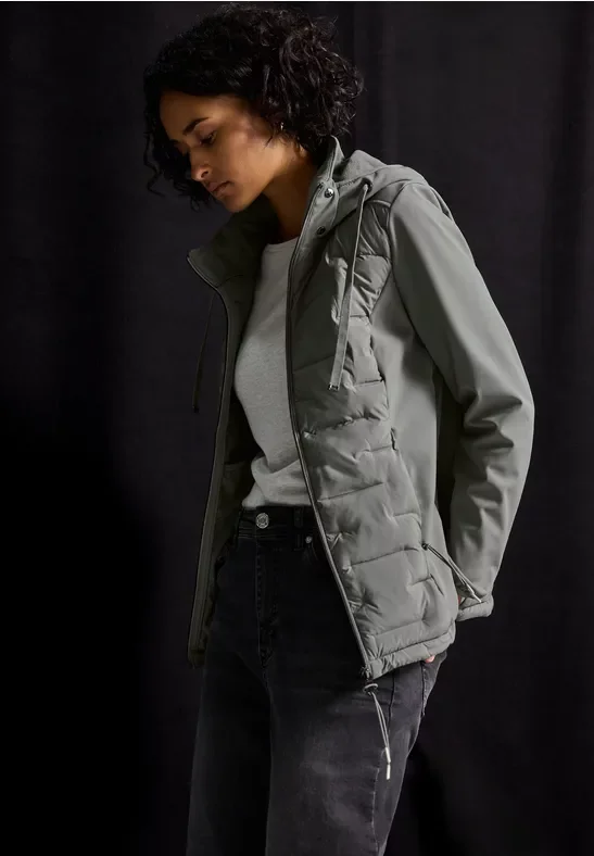 Street One Frauen Strukturmix Softshelljacke in Grün, Gr: 36