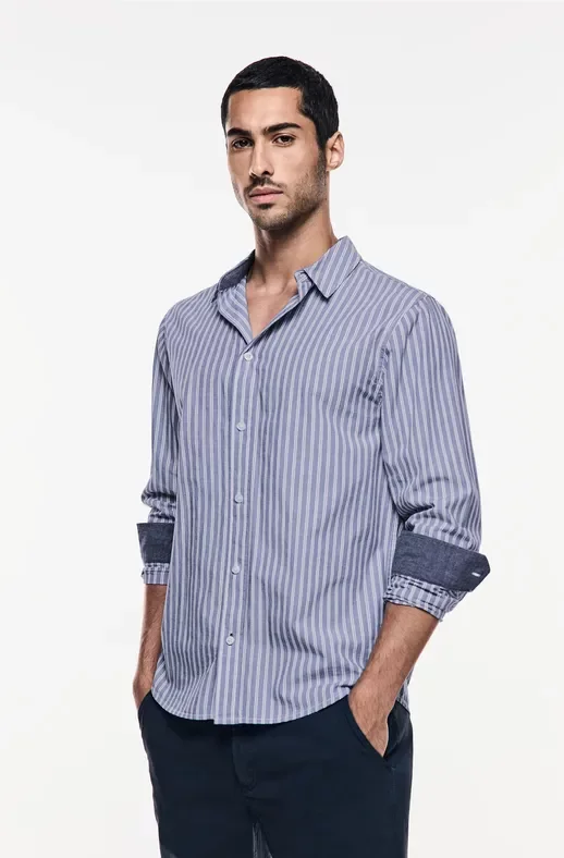 Thumbnail - Street One MEN Männer Yarn Dyed Streifen Hemd in Weiß, Gr: XL