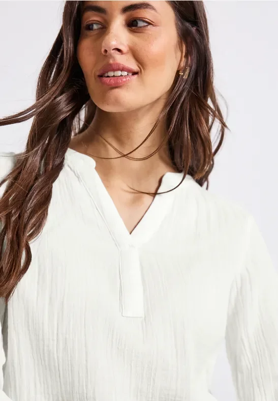 Street One Frauen Musselin Tunika in Weiß, Gr: 46