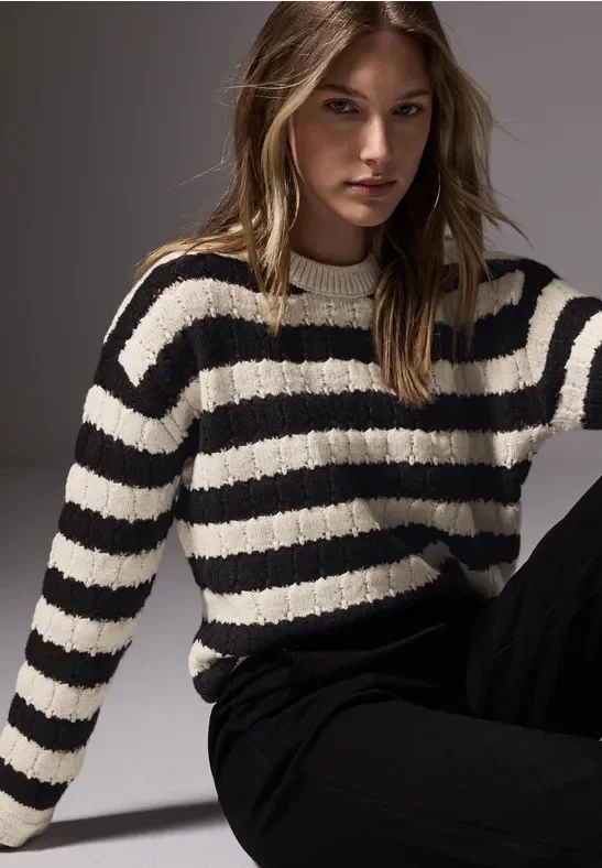 Thumbnail - Street One Studio Frauen Strukturpullover in Weiß, Gr: 44