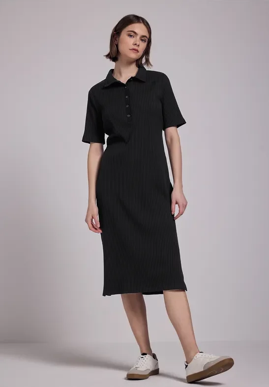 Thumbnail - Street One Studio Frauen Kleid mit Rippstruktur in Schwarz, Gr: 38