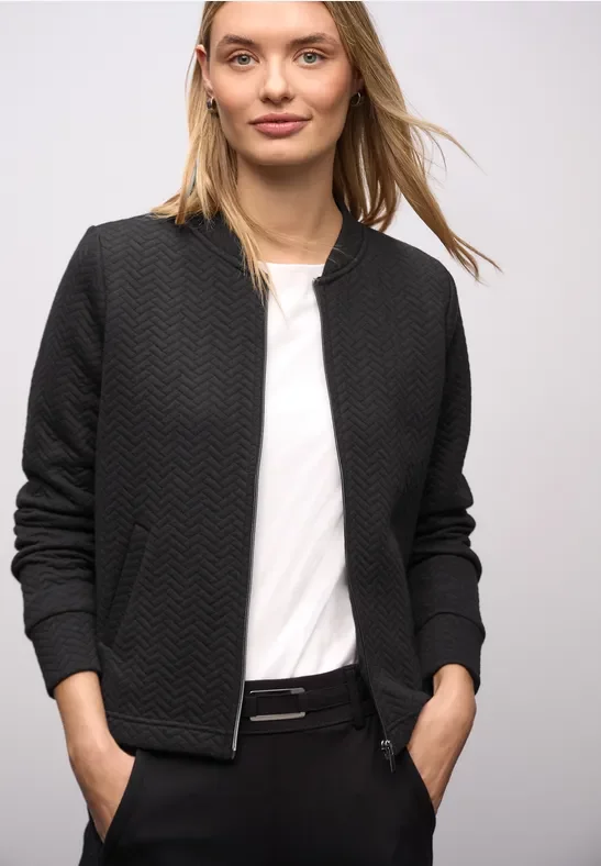 Street One Frauen Strukturjacke in Schwarz, Gr: 44