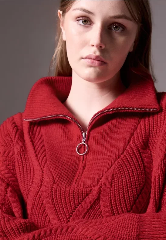 Street One Studio Frauen Chunky Sweater in Rot, Gr: 46