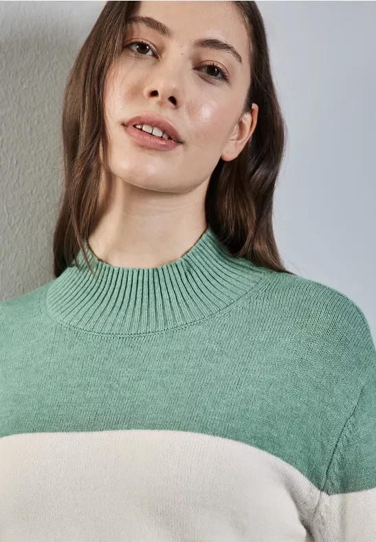 Thumbnail - Street One Frauen Gestreifter Pullover in Grün, Gr: 46