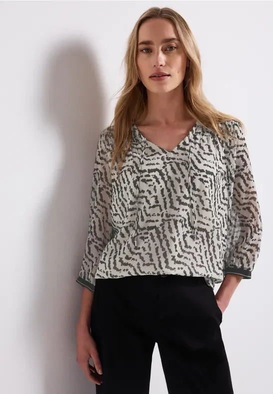 Street One Frauen Chiffon-Tunika mit Raffung in Beige, Gr: 38