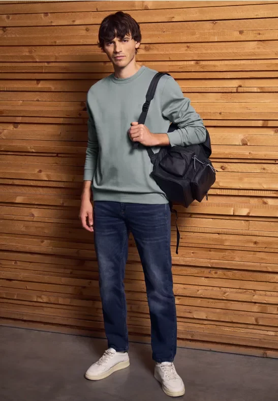 Thumbnail - Street One MEN Männer Crewneck Sweatshirt in Grün, Gr: S