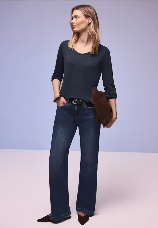 Street One Frauen Basic Shirt in Blau, Gr: 38