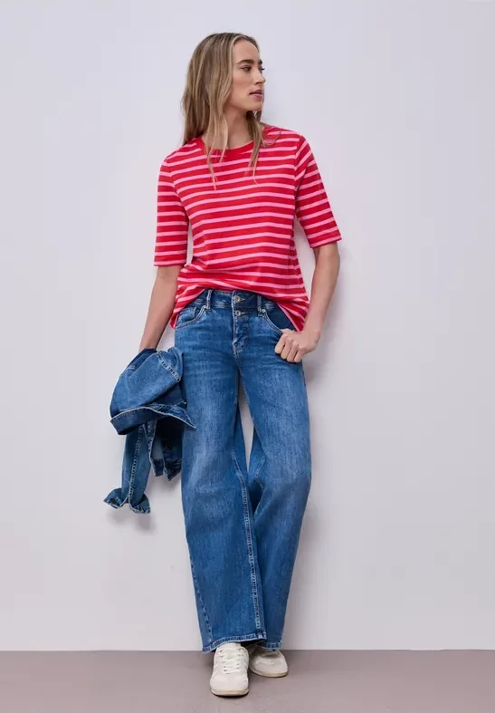 Street One Frauen Gestreiftes Shirt in Rosa, Gr: 36