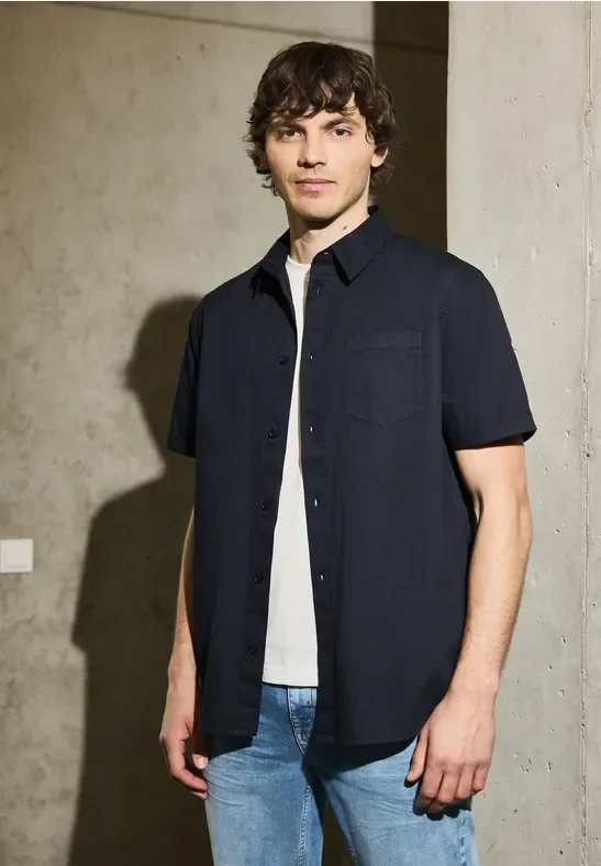 Street One MEN Männer Hemd mit Struktur in Blau, Gr: M