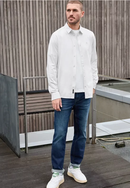 Street One MEN Männer Bequemes Jersey Hemd in Weiß, Gr: 3XL