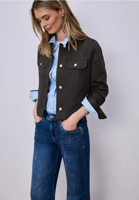 Street One Frauen Overshirt im Slik-Look mit Knopfleiste in Braun, Gr: 46
