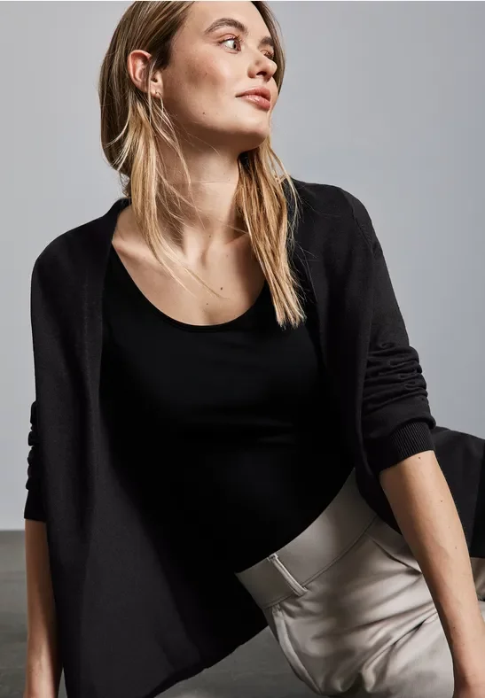 Street One Frauen Offener Cardigan in Schwarz, Gr: 46