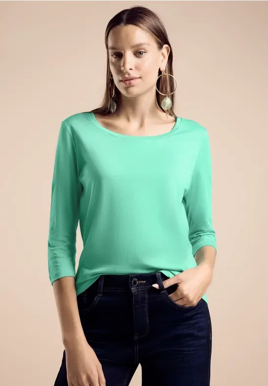 Street One Frauen Rundhals-Shirt in Türkis, Gr: 38