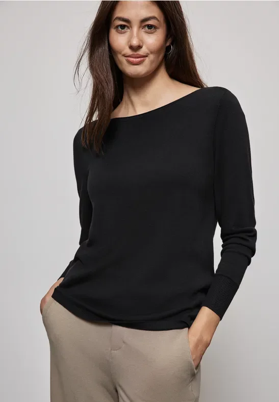 Thumbnail - Street One Frauen Basic Pullover in Schwarz, Gr: 34