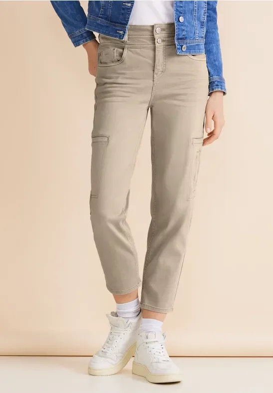 Street One Frauen Casual Fit Cargojeans in Beige, Gr: 34