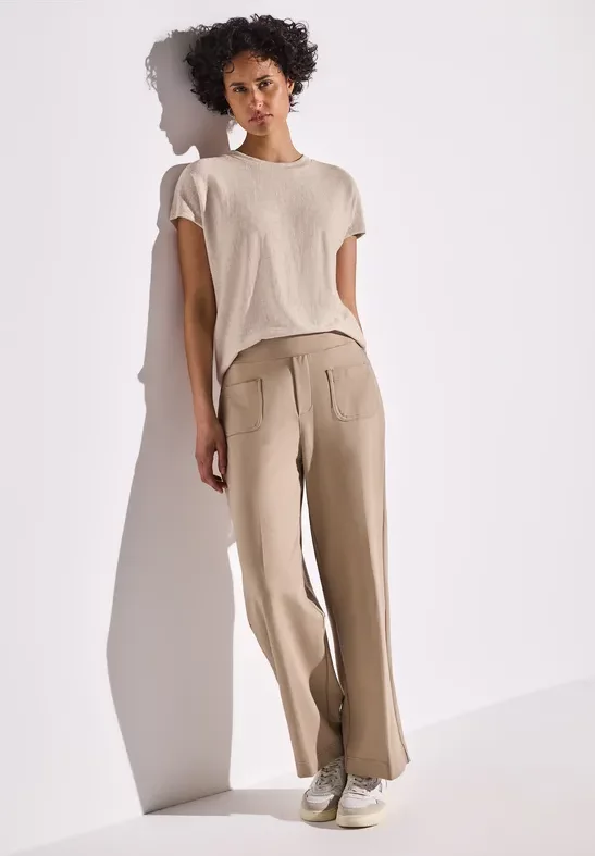 Street One Frauen Shirt mit Streifenstruktur in Beige, Gr: 38