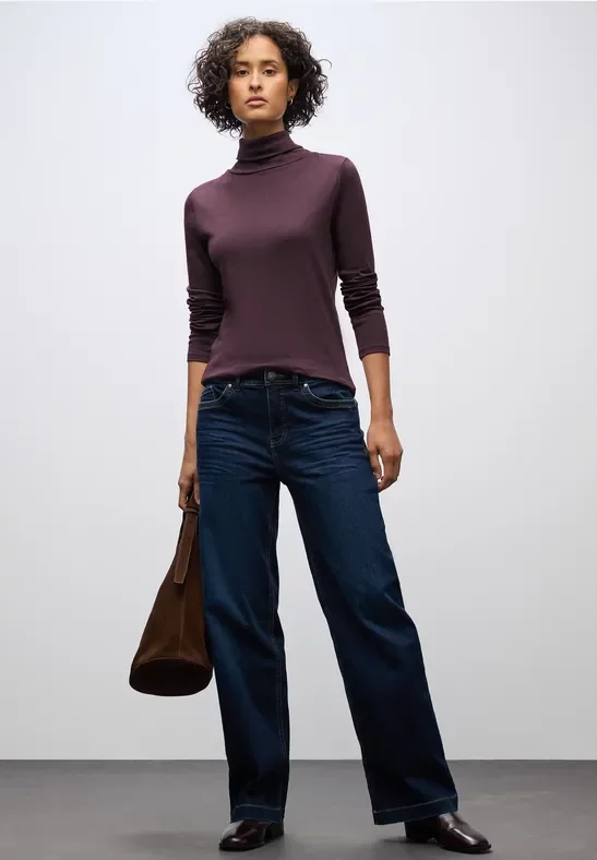 Street One Frauen Basic Rollkragen-Shirt in Rot, Gr: 42