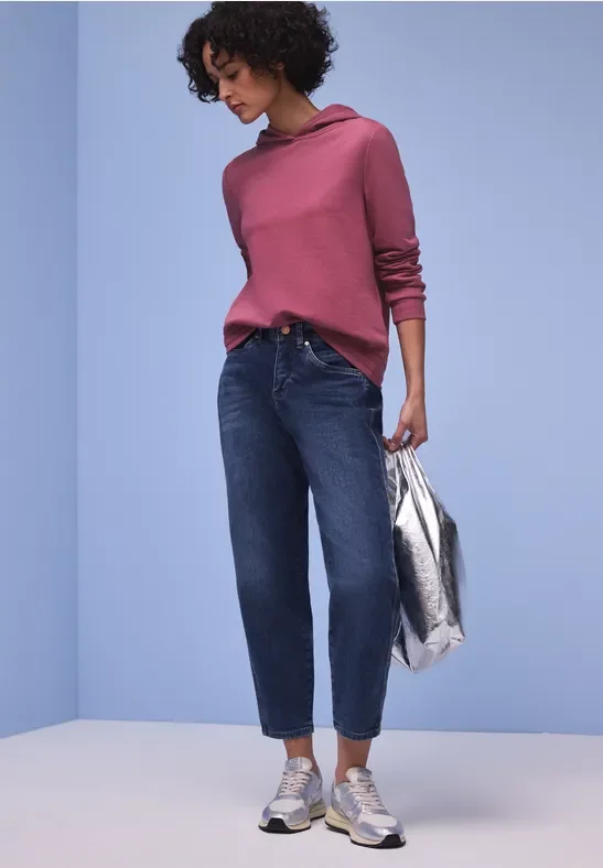 Street One Frauen Hoodie in Unifarbe in Rosa, Gr: 44