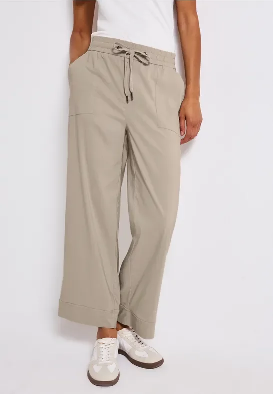Street One Frauen Casual Fit Hose mit Turn-Up in Beige, Gr: 44