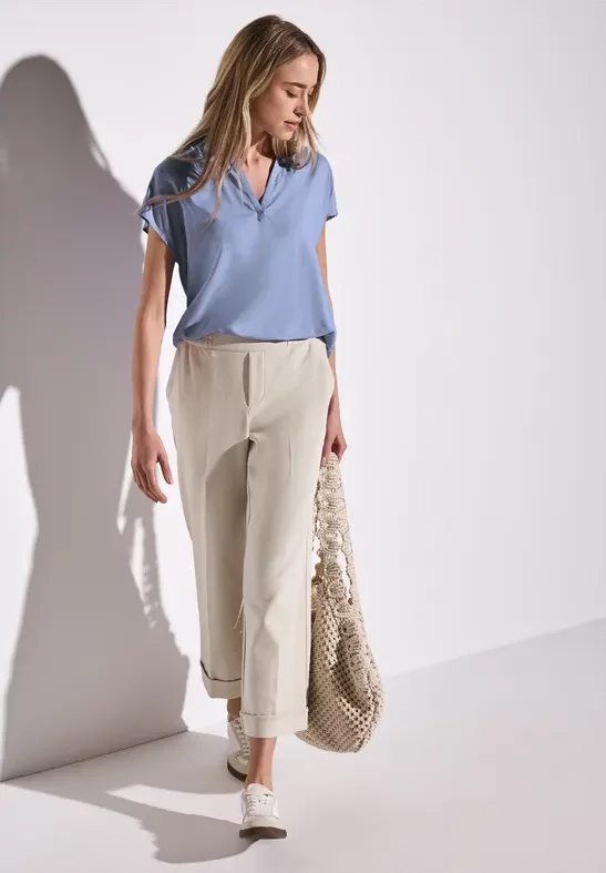 Thumbnail - Street One Frauen Bluse in Unifarbe in Lila, Gr: 36