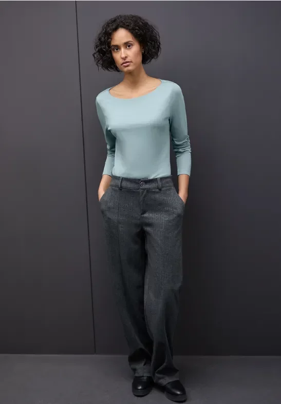 Street One Frauen Basic Langarmshirt in Blau, Gr: 46