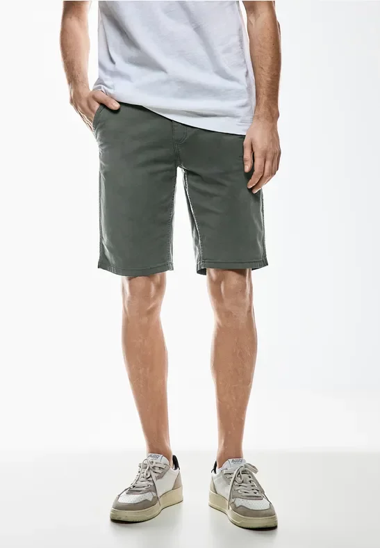 Street One MEN Männer Stretch Twill Chino Shorts in Grün, Gr: 29