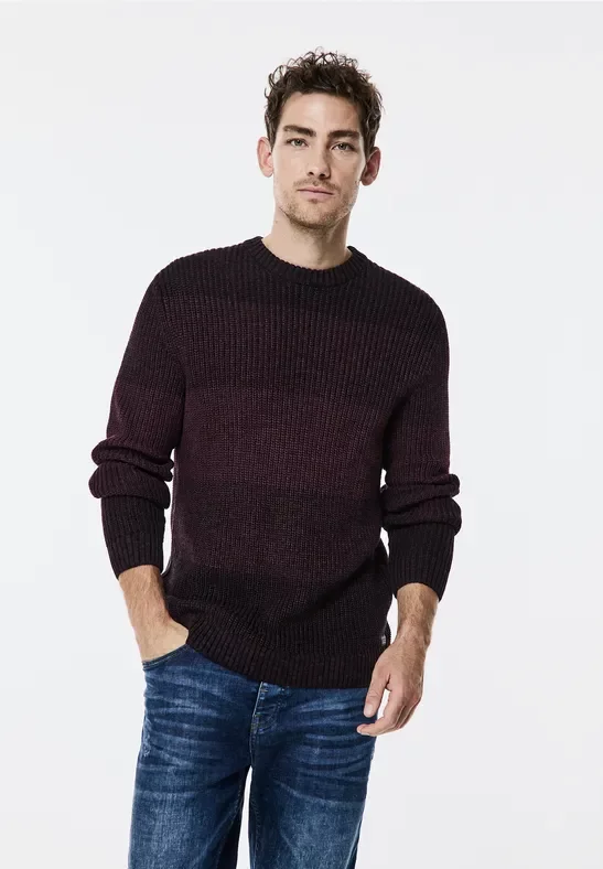 Street One MEN Männer Mouliné Strickpullover in Rot, Gr: XXL