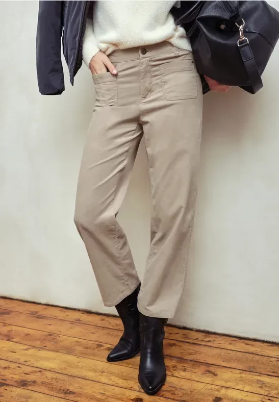 Street One Studio Frauen Cordhose mit Patch Pockets in Beige, Gr: 40