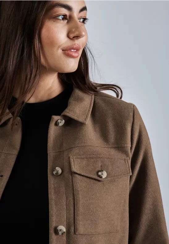 Street One Frauen Jacke in Wolloptik in Braun, Gr: 46