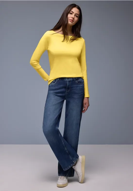 Street One Frauen Shirt in Unifarbe in Gelb, Gr: 44