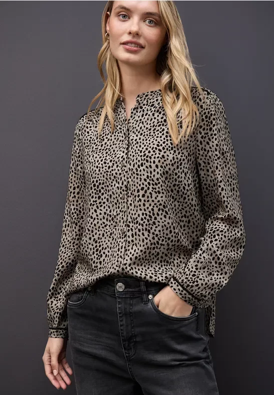 Thumbnail - Street One Frauen Leo Bluse mit Tapedetails in Beige, Gr: 46