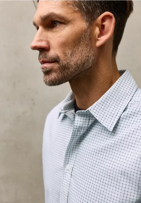 Street One MEN Männer Popeline Minimal Print Hemd in Weiß, Gr: 3XL