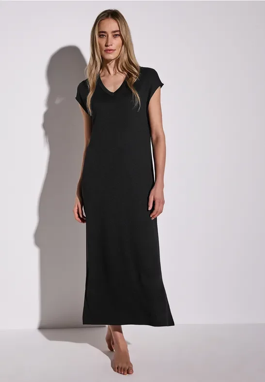 Street One Frauen Strick-Look Kleid in Schwarz, Gr: 34