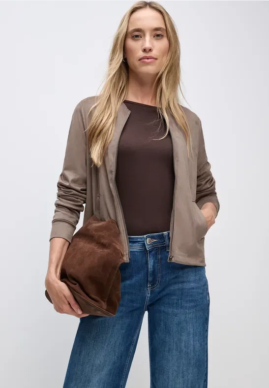 Street One Frauen Veloursjacke mit Taschen in Braun, Gr: 40