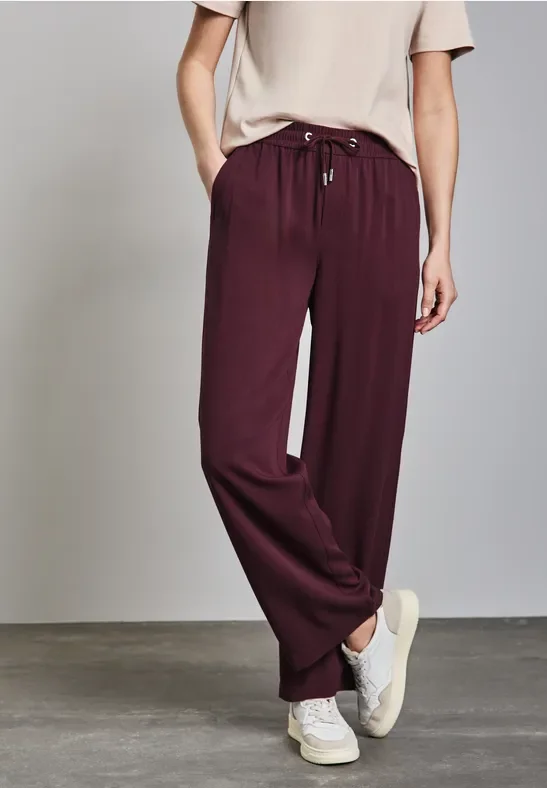 Thumbnail - Street One Frauen Wide Leg Twill Hose in Rot, Gr: 34