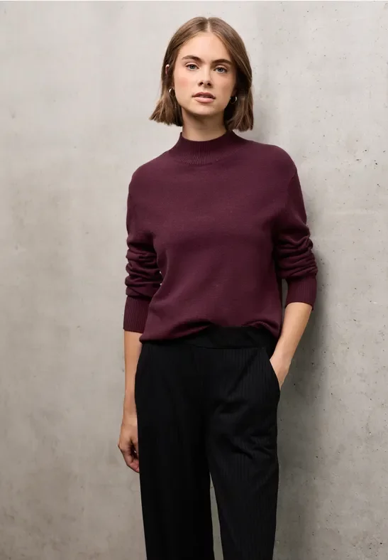 Thumbnail - Street One Studio Frauen Turtleneck Pullover in Rot, Gr: 46