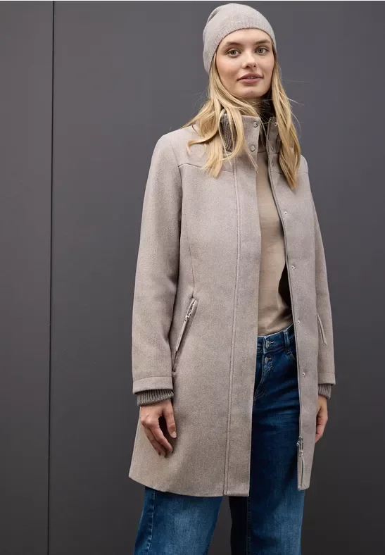 Street One Frauen Mantel mit Strickdetails in Braun, Gr: 38