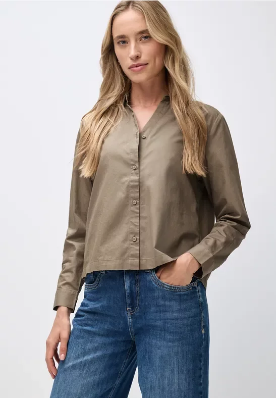 Thumbnail - Street One Frauen Twill Hemdbluse in Braun, Gr: 46