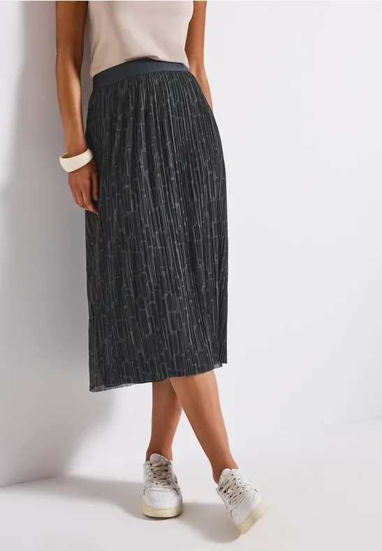 Thumbnail - Street One Frauen Mesh Plissée Rock mit Print in Blau, Gr: 40