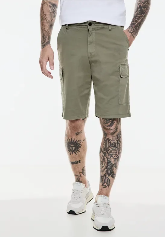 Street One MEN Männer Stretch Twill Cargo Shorts in Grau, Gr: 33