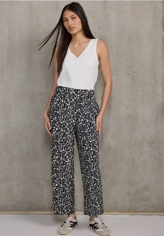 Street One Studio Frauen Gemusterte Culotte in Beige, Gr: 40